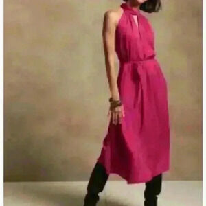 Banana Republic Satin Pink Small Midi Dress
